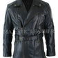 Men's 3/4 Motorcycle Biker Long Cow Hide Leather Jacket