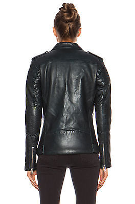 Biker Black Women's Slim Fit Stylish Style Real Leather Jacket