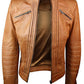 New Women Ladies Biker Brown Genuine Real Leather Jacket