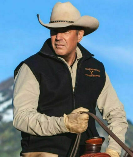 New Men's Yellowstone Vest Kevin Costner John Dutton Black Cotton Vest Jacket