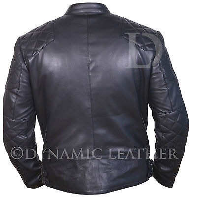 David Beckham – Schwarze Motorrad-Bikerjacke aus echtem Leder in Slim Fit