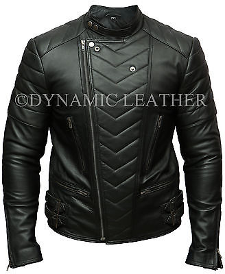 MENS CLUB BLACK BIKER REAL LEATHER JACKET VINTAGE SLIM FIT RETRO MOTORCYCLE