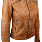 New Women Ladies Biker Brown Genuine Real Leather Jacket