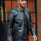 David Beckham Black Motorcycle Genuine Real Leather Slim Fit Biker Jacket