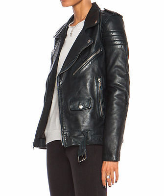 Biker Black Women's Slim Fit Stylish Style Real Leather Jacket