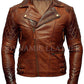 Mens Biker Classic Diamond Motorcycle Brown Distressed Vintage Leather Jacket