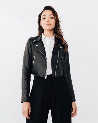 Kaia Gerber Moto Real Leather Jacket