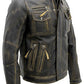 Mens Vintage Biker Style Motorcycle Cafe Racer Distressed Leather Jacket