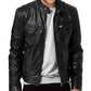 Men's SWORD Black Genuine Lambskin Leather Biker Jacket