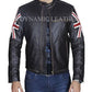 Mens Biker Vintage Distressed Brown Union Jack Cafe Racer Leather Jacket