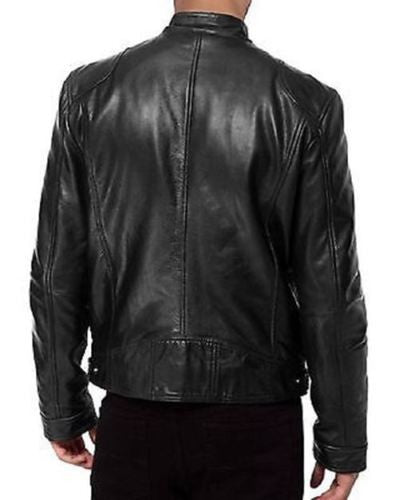 Men's SWORD Black Genuine Lambskin Leather Biker Jacket