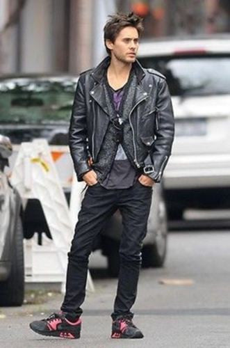 Jared Leto Sucide Squad's Hero Men's Black Biker Leather Jacket