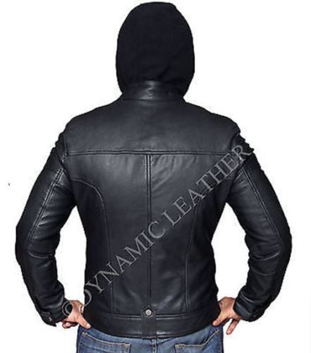 Racing Jacket Motorbike Leather Biker Jacket Detach Hood - ALL SIZES