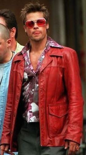 Fight Club Brad Pitt Real Leather Jacket FC Coat Red - ALL Sizes