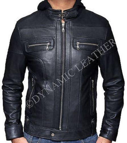 Racing Jacket Motorbike Leather Biker Jacket Detach Hood - ALL SIZES