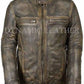 Distressed Wax Men's Biker Vintage Style Cafe Racer Motorcycle Leather Jacket
