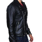 MEN'S SLIM FIT BLACK BIKER  REAL LEATHER JACKET-BNWT