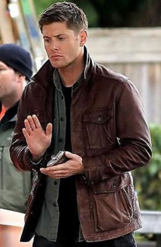 Herrenjacke/Mantel aus echtem Leder im Used-Look, Supernatural Staffel 7 