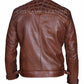 Men's Biker Quilted Vintage Distressed Motorcycle Cafe Racer Leather Jacket