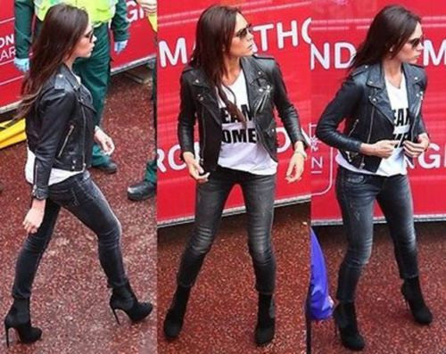 Victoria Beckham Womens Black Biker Motorcycle Slimfit Leather Jacket-BNWT
