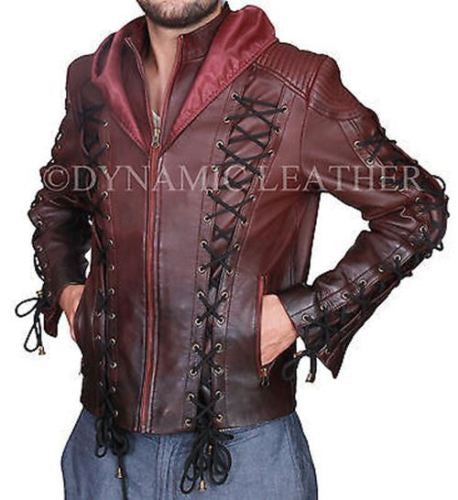 Arrow Arsenal Red Colton Haynes Hooded Real Leather Costume Jacket