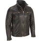 Men's BLACK Rivet Leather Faded-Seam Jacket Genuine Leather Jacket