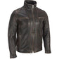 Men's BLACK Rivet Leather Faded-Seam Jacket Genuine Leather Jacket