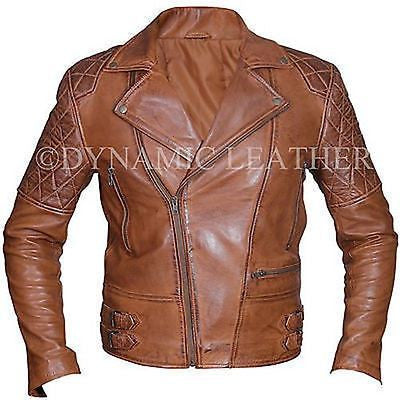 Classic Motorcycle Biker Brown Distressed Vintage Leather Jacket