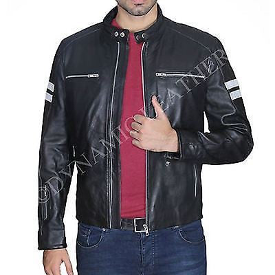 Men's Motor Biker Classic Black Biker Leather Jacket