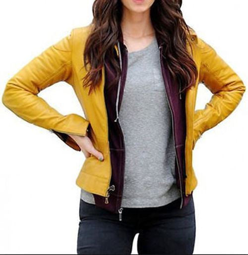 TEENAGE MUTANT NINJA TURTLES MEGAN FOX APRIL O'NEIL YELLOW LEATHER COSTUME JACKET