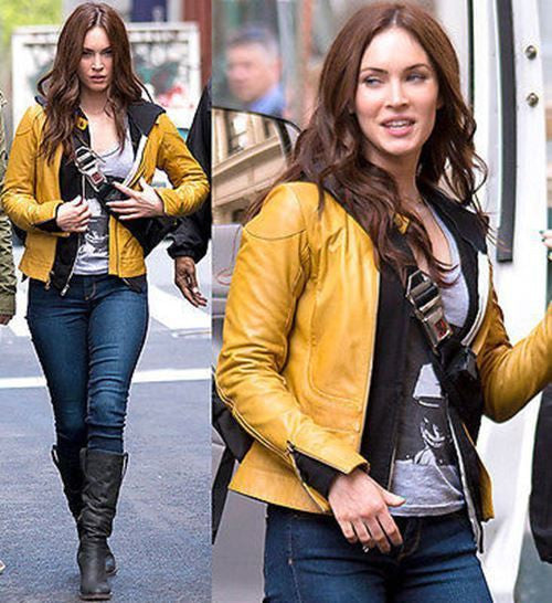 TEENAGE MUTANT NINJA TURTLES MEGAN FOX APRIL O'NEIL YELLOW LEATHER COSTUME JACKET