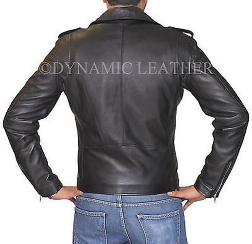 Mens Slim Fit Belted Rider Vintage Real Sheep Skin Leather Jacket Black BNWT