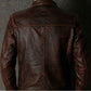 New Men's British A-flyer Dark Brown Cafe Racer Leather Jacket