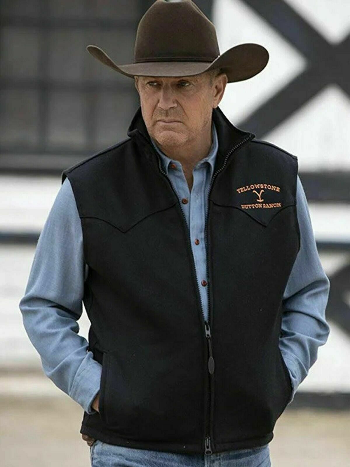 New Men's Yellowstone Vest Kevin Costner John Dutton Black Cotton Vest Jacket