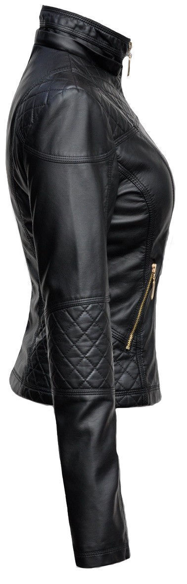 New Women's Biker Black Real Leather Jacket