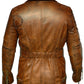 Mens Brown 3/4 Motorcycle Biker Long Cow Hide Leather Jacket
