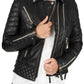 Women's Black Slim Fit Diamond Quilted Kay Michaels Biker Real Leather Jacket