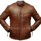 Mens Biker Club New Classic Diamond Vintage Distressed Brown Real Leather Jacket