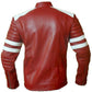 FIGHT CLUB FC RED MOTOR BIKER STYLISH REAL LEATHER JACKET