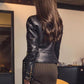 Women's Black Moto Style Genuine Leather Motorcycle Slim fit Biker Jacket