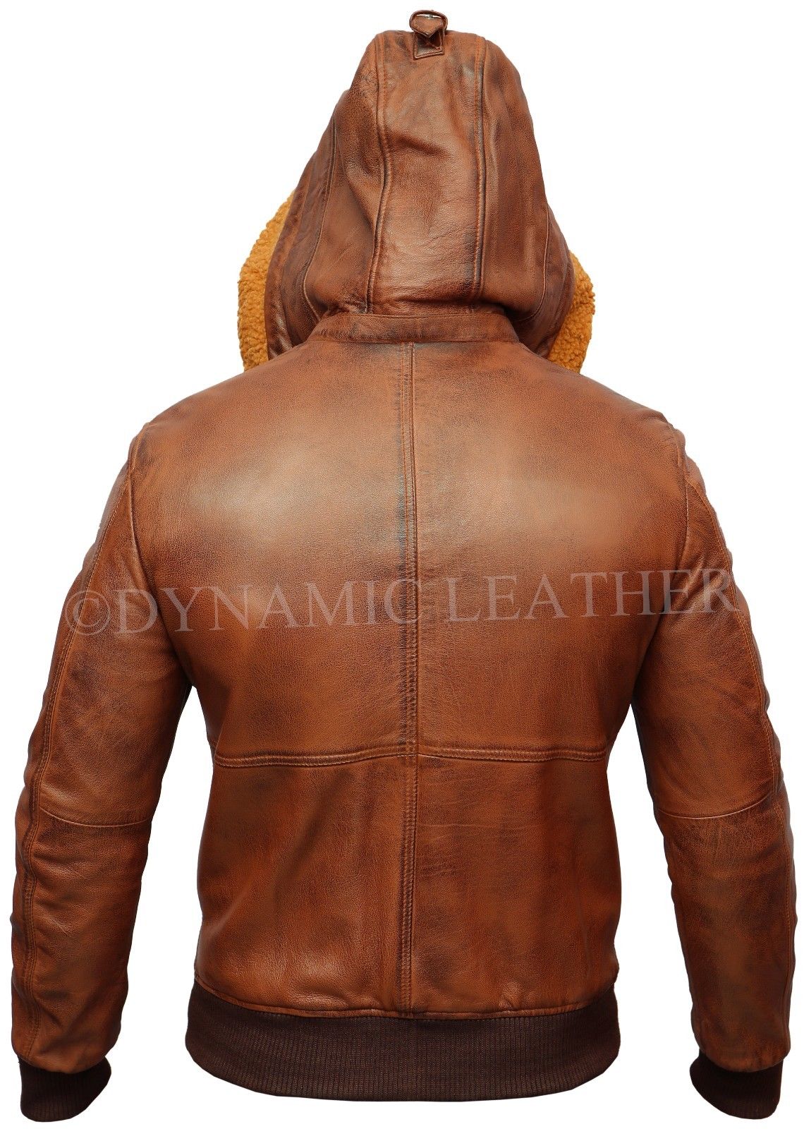 Herren Biker Retro Braun Abnehmbare Kapuze Pelz Echtleder Bomber Motorradjacke
