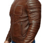 Mens Biker Motorcycle Vintage Brown Pocket Cafe Racer Soft Real Leather Jacket