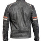 Men's Biker Vintage Motorcycle Cafe Racer Retro Moto Distressed Leather Jacket