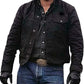 Men's Yellowstone Cole Hauser Rip Wheeler Stylish Denim Black Cotton Jacket