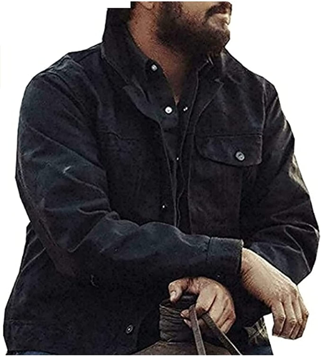 Men's Yellowstone Cole Hauser Rip Wheeler Stylish Denim Black Cotton Jacket