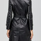 New Ladies Women Black Genuine Real Leather Pea Coat - BNWT