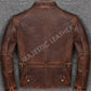 Men’s Motorcycle Biker Vintage Cafe Racer Distressed Brown Real Leather Jacket