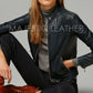 Women's Genuine Lambskin Leather Black Slim fit Biker Motorcycle Jacket