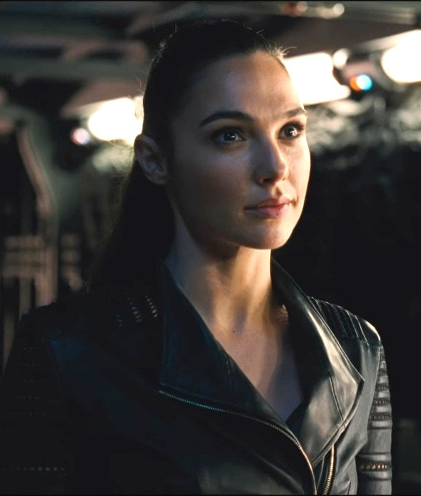 Women's Stylish Gal Gadot Black Slim Fit Biker Style Biker Real Leather Jacket