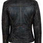 New Women's HM Genuine Lambskin Leather Jacket Black Slim fit Motorcycle Jacket